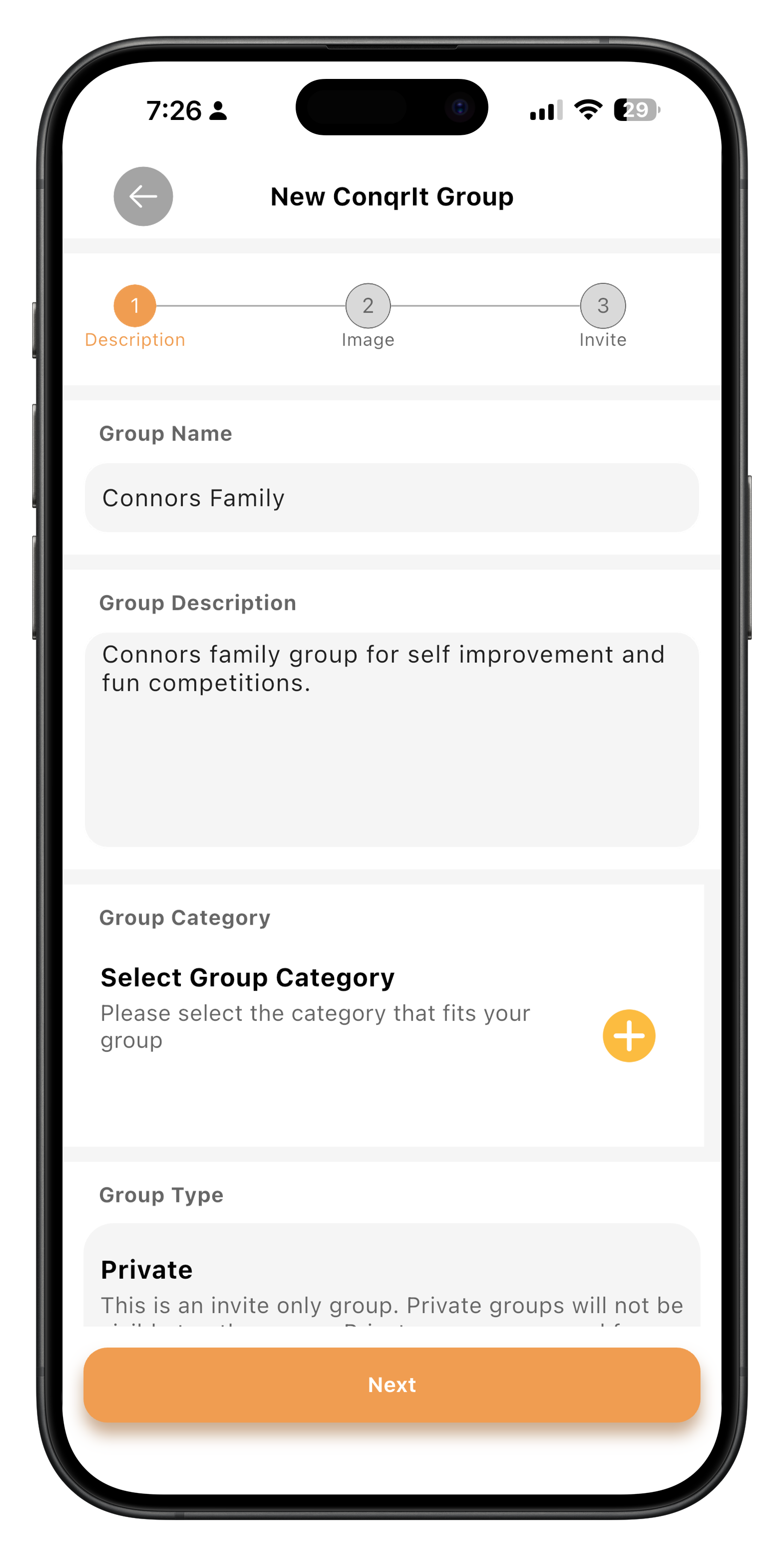 Create group step 2